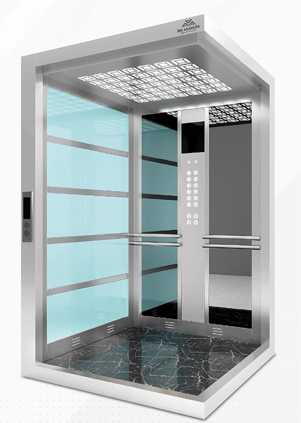 Glass panoramic elevator cabin